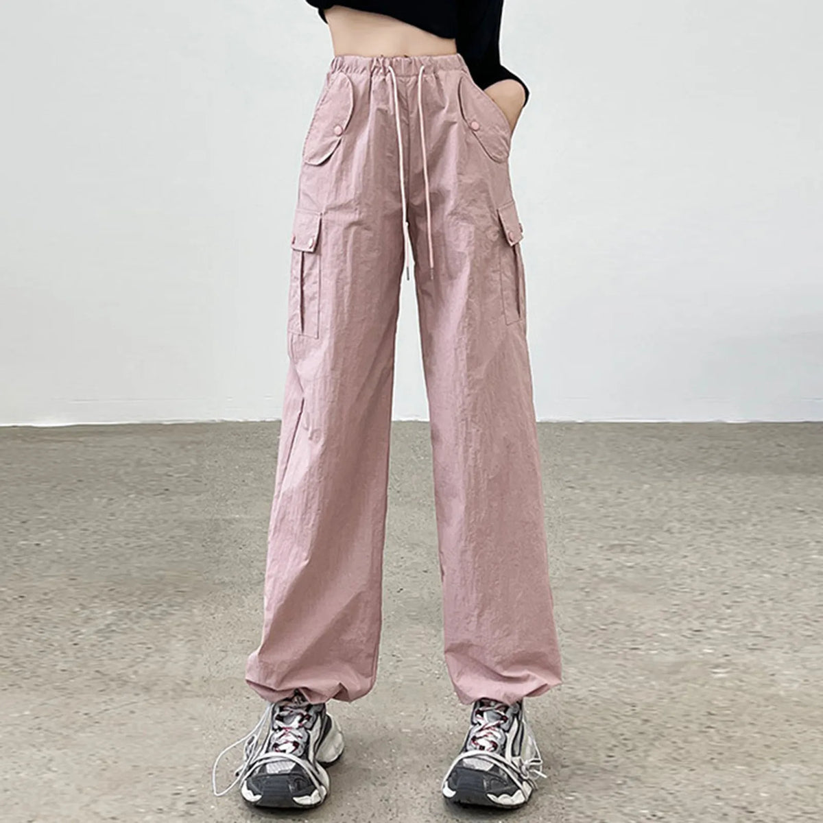 Drawstring Bound Feet Slim Fit Jogger Pants