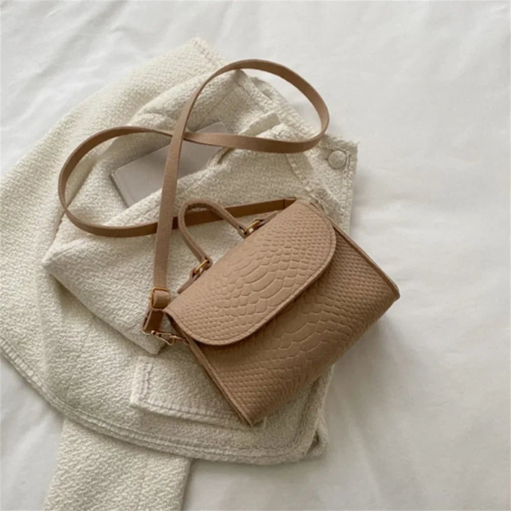 Fashion Felt Crocodile Embossed Crossbody Handbag