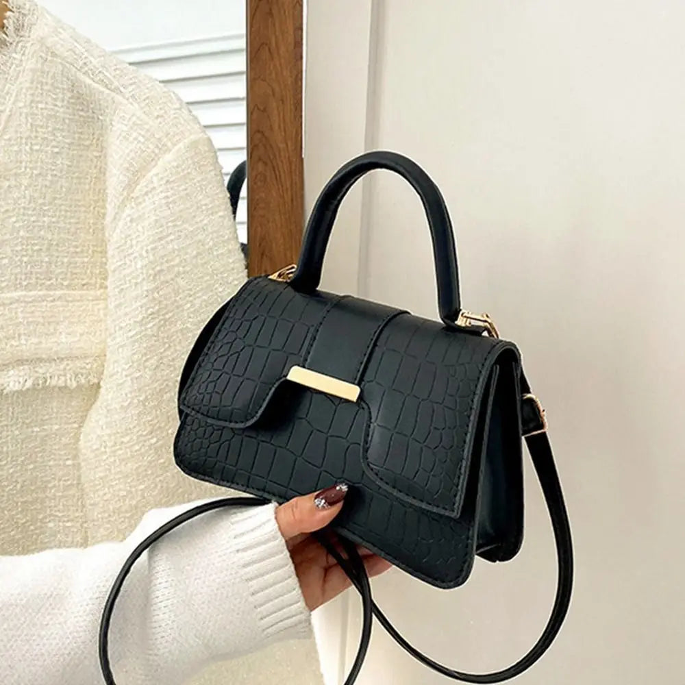 Alligator Pattern Small Square Vintage PU Leather Crossbody Handbag