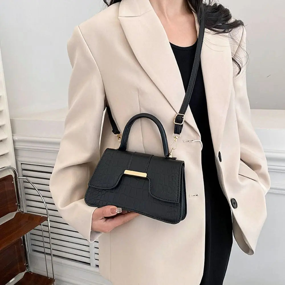 Alligator Pattern Small Square Vintage PU Leather Crossbody Handbag