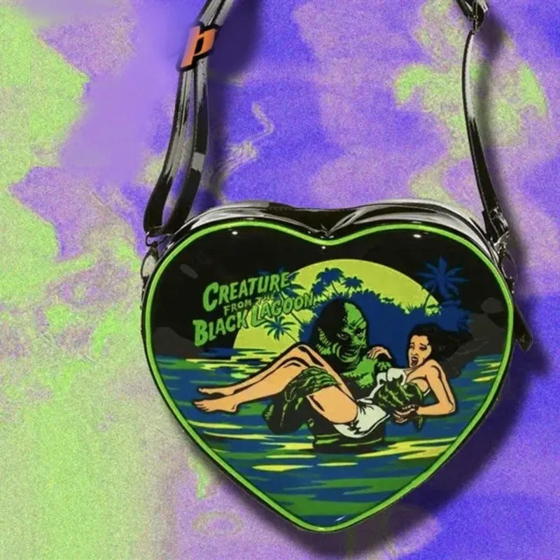 Fashion Gothic Y2K Heart Punk Mini Rock Grunge Crossbody Bag Crossbody Bag / 29X27X9 Cm Halloween