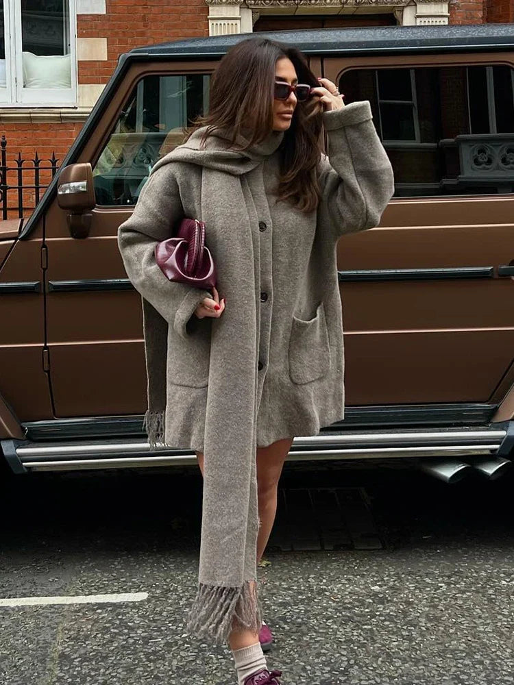 Fashion Knitted Casual Single Breasted Warm Long Sleeve Coats - Fashionpara