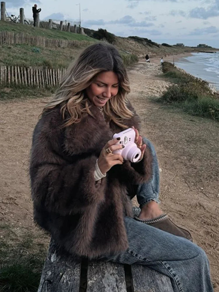 Fox Solid Fluffy Short Coat