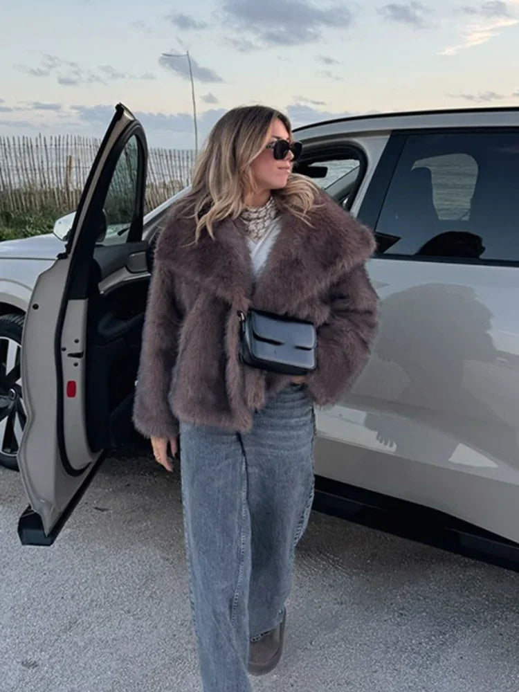 Fox Solid Fluffy Short Coat