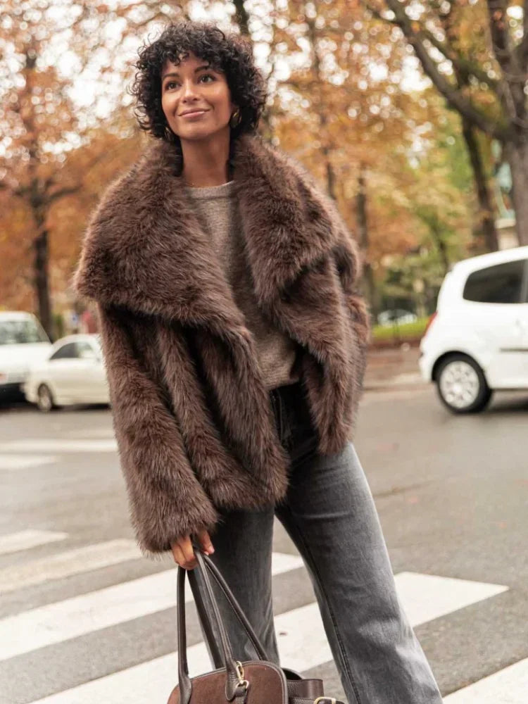 Fox Solid Fluffy Short Coat