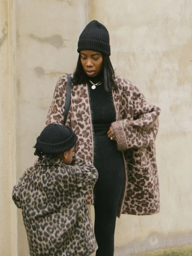 Leopard Print Mohair Open Cardigan