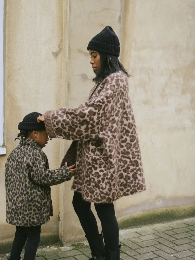 Leopard Print Mohair Open Cardigan