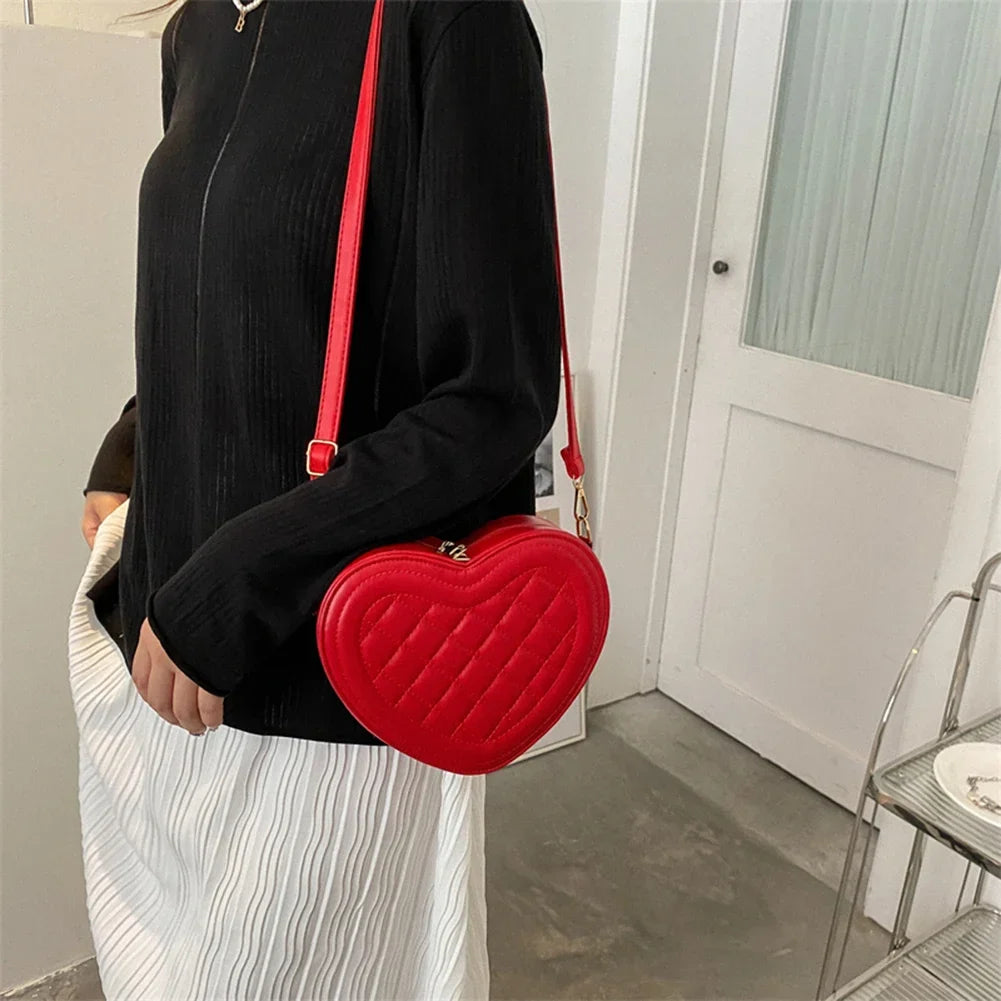 Heart-Shaped Leather Crossbody Tote