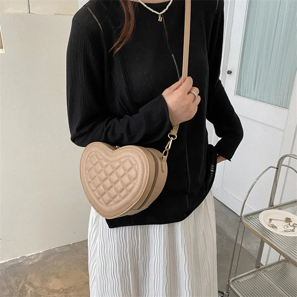 Heart-Shaped Leather Crossbody Tote