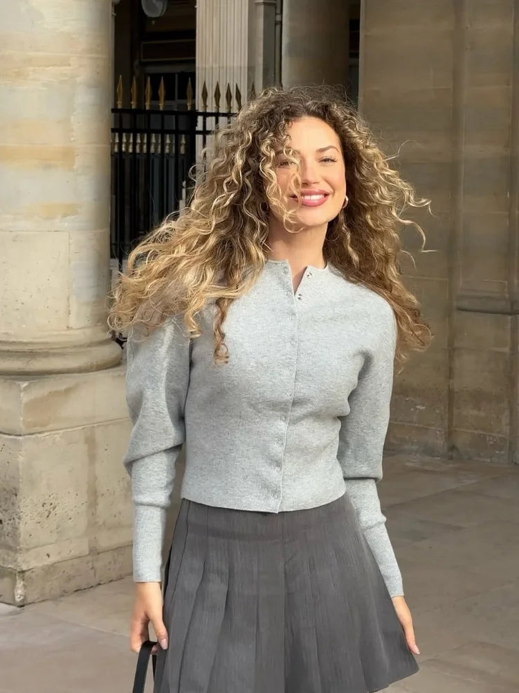 O-neck Loose Single Breasted Cardigan