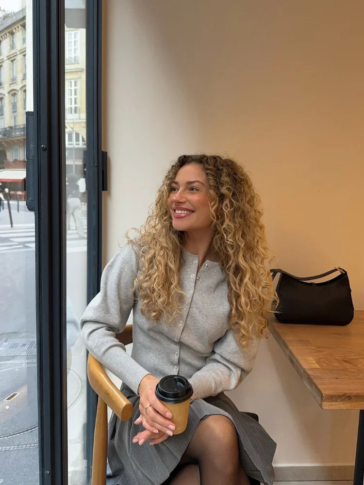 O-neck Loose Single Breasted Cardigan