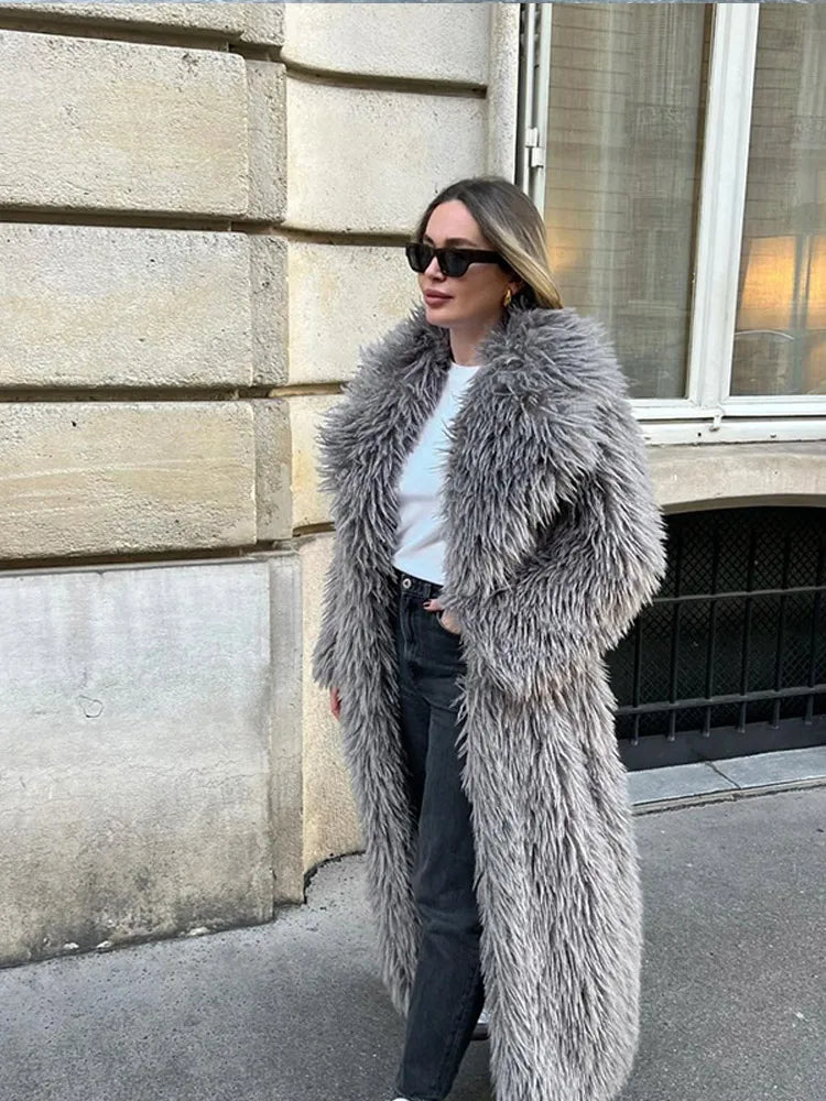 Big Lapel Long Fox Fur Coat