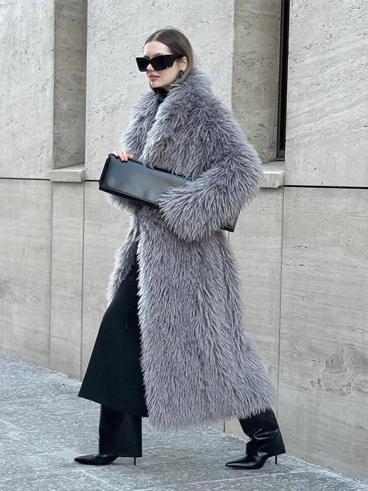 Big Lapel Long Fox Fur Coat