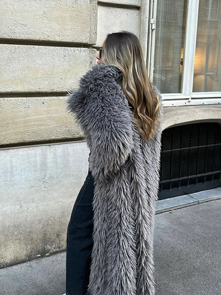 Big Lapel Long Fox Fur Coat