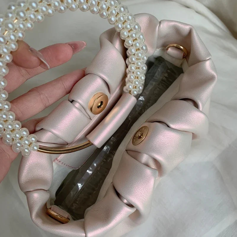 Pearl Handle Dinner Clutch Handbag