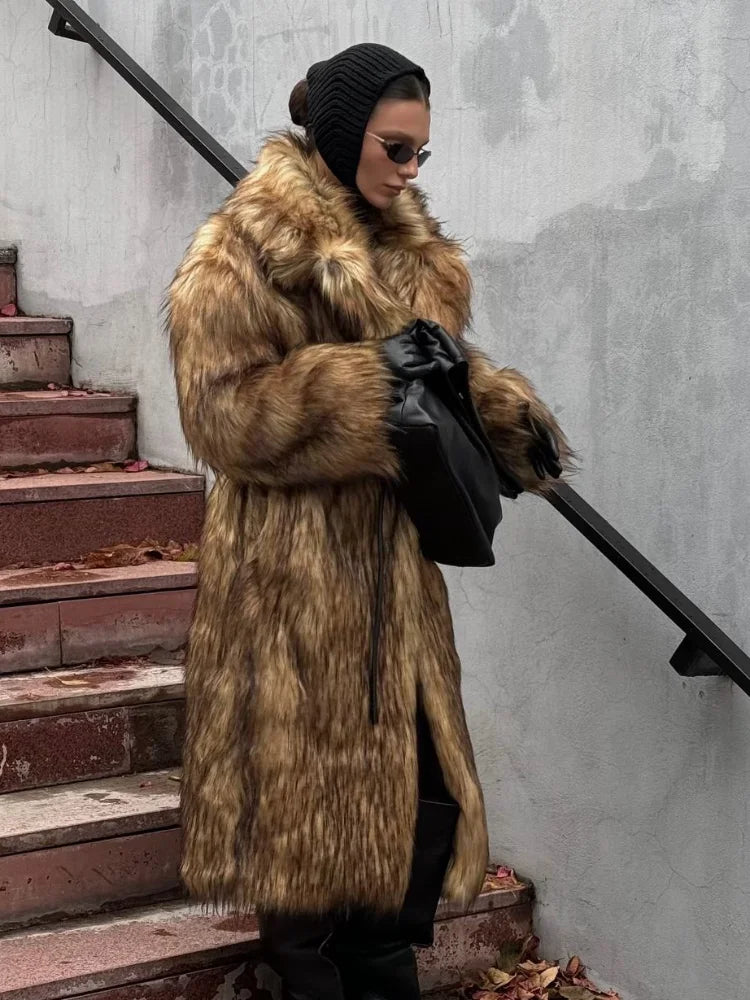 Solid Lapel Plush Warm Thicken coat