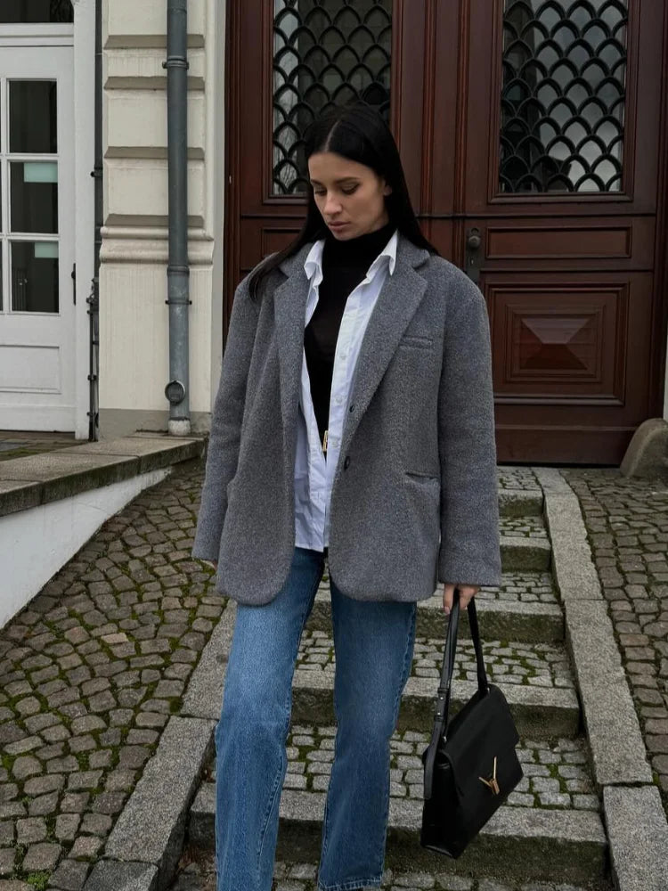 Thick Warm Wool Blend Blazer