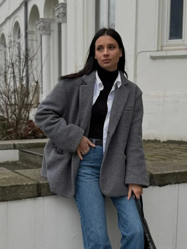 Thick Warm Wool Blend Blazer 2