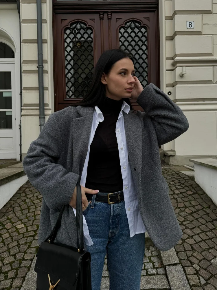 Thick Warm Wool Blend Blazer 3
