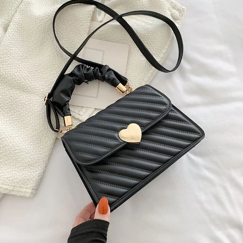 Pleated Fashion Texture Small Square Messenger Handbag