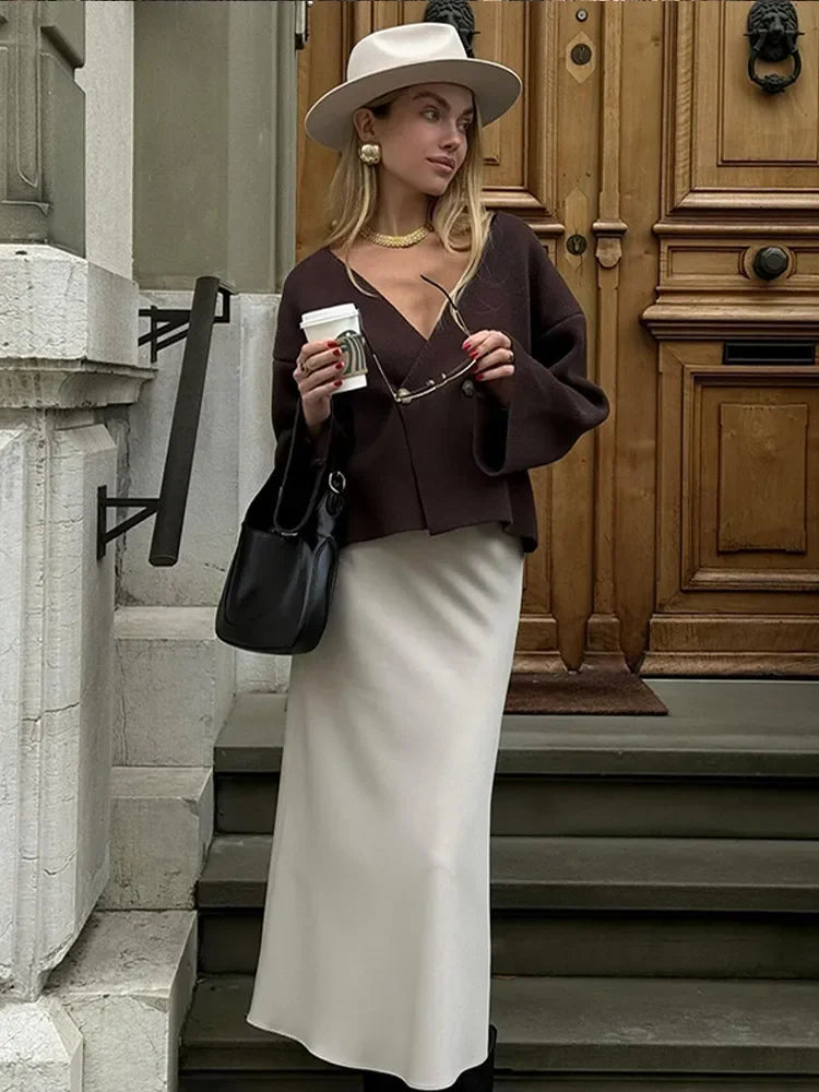 Burgundy Loose Long Sleeve Cardigan