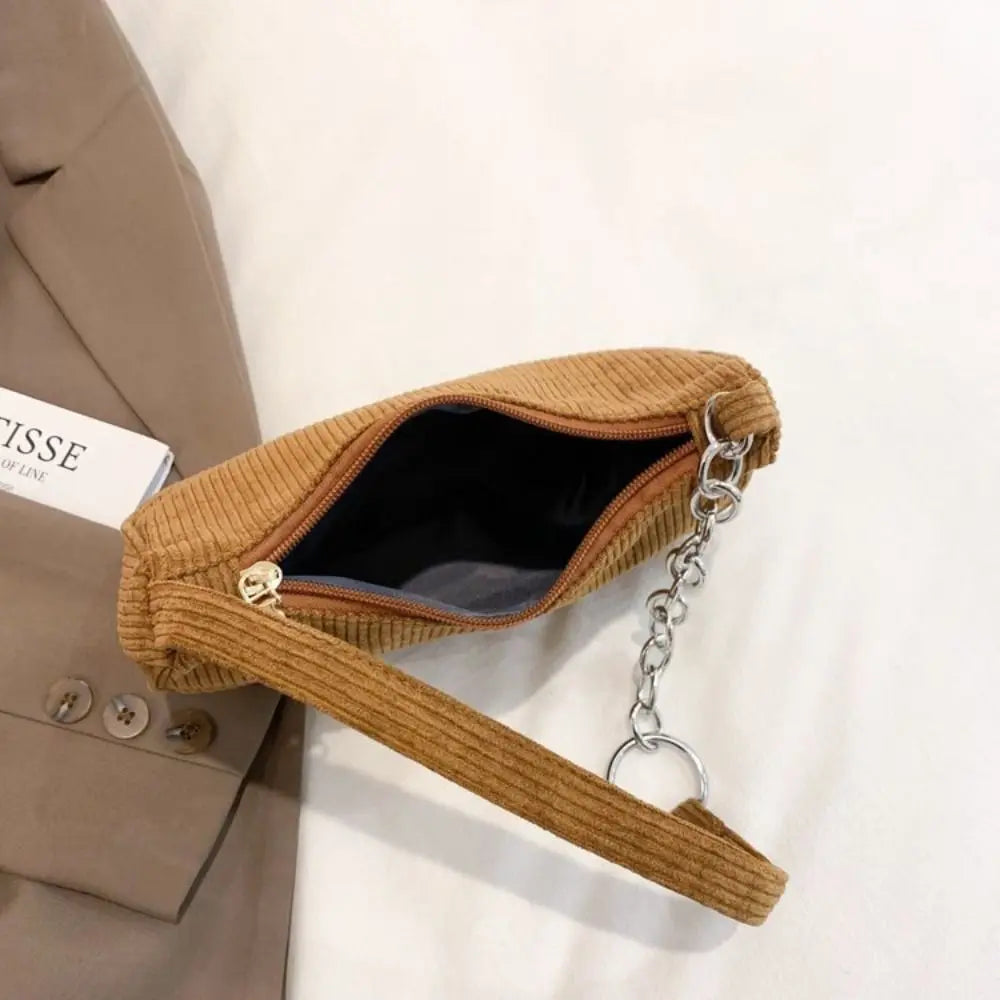 Corduroy Zipper Underarm Shoulder Handbag