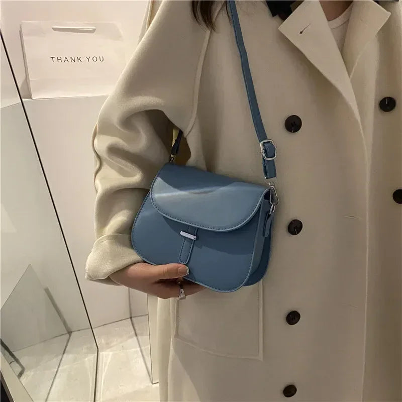 PU Leather Saddle Crossbody Shoulder Bag