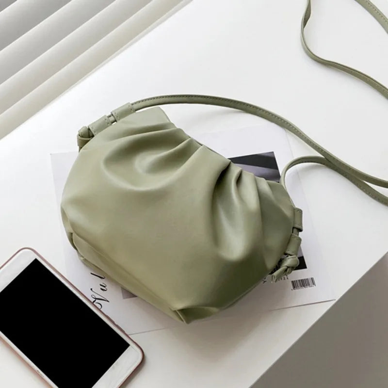 Pleated Mini Zipper Cloud Crossbody Bag
