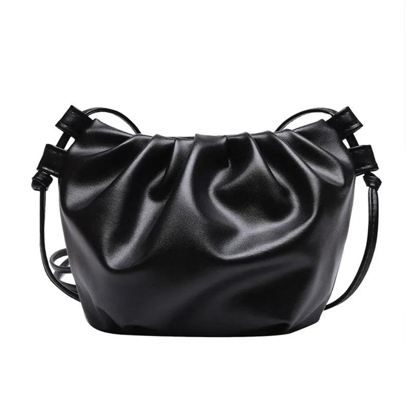 Pleated Mini Zipper Cloud Crossbody Bag