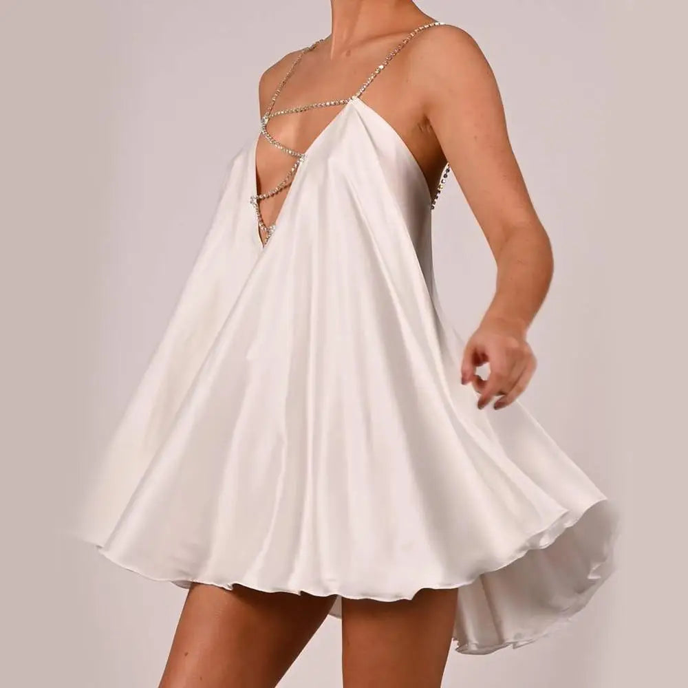 Chain Suspender Hollow Mini Dress