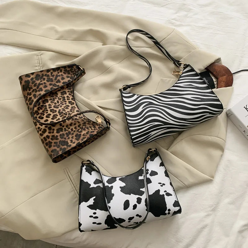 Zebra Print PU Leather Underarm Shoulder Bag