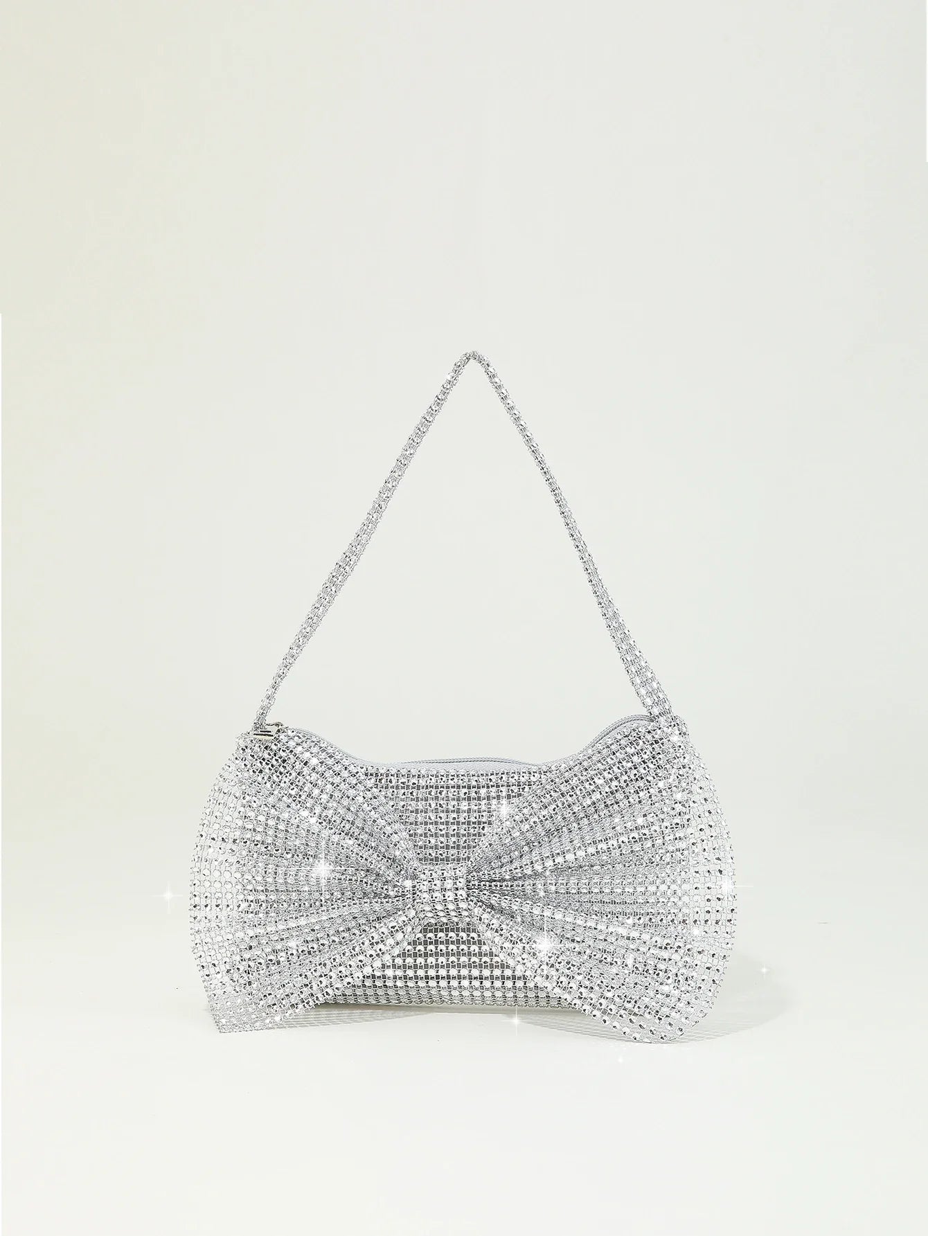 Shiny Rhinestone Bow Evening Clutch Bag