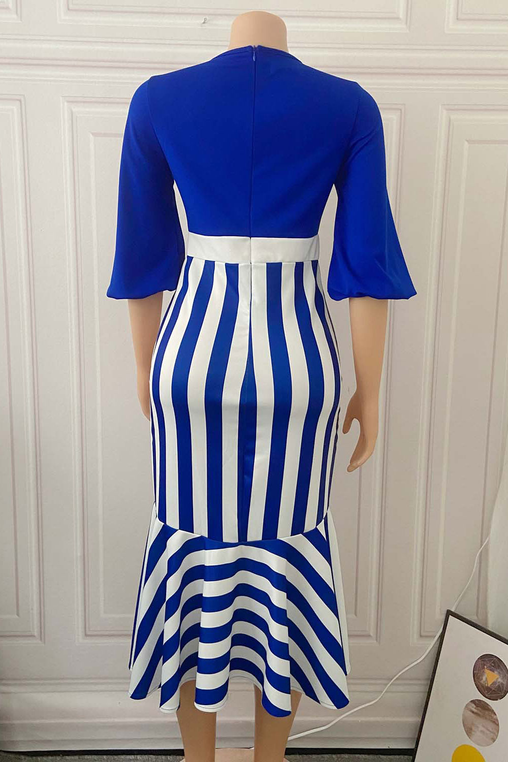Fashion Royal Blue And White Mermaid High Low Dress Fashionpara