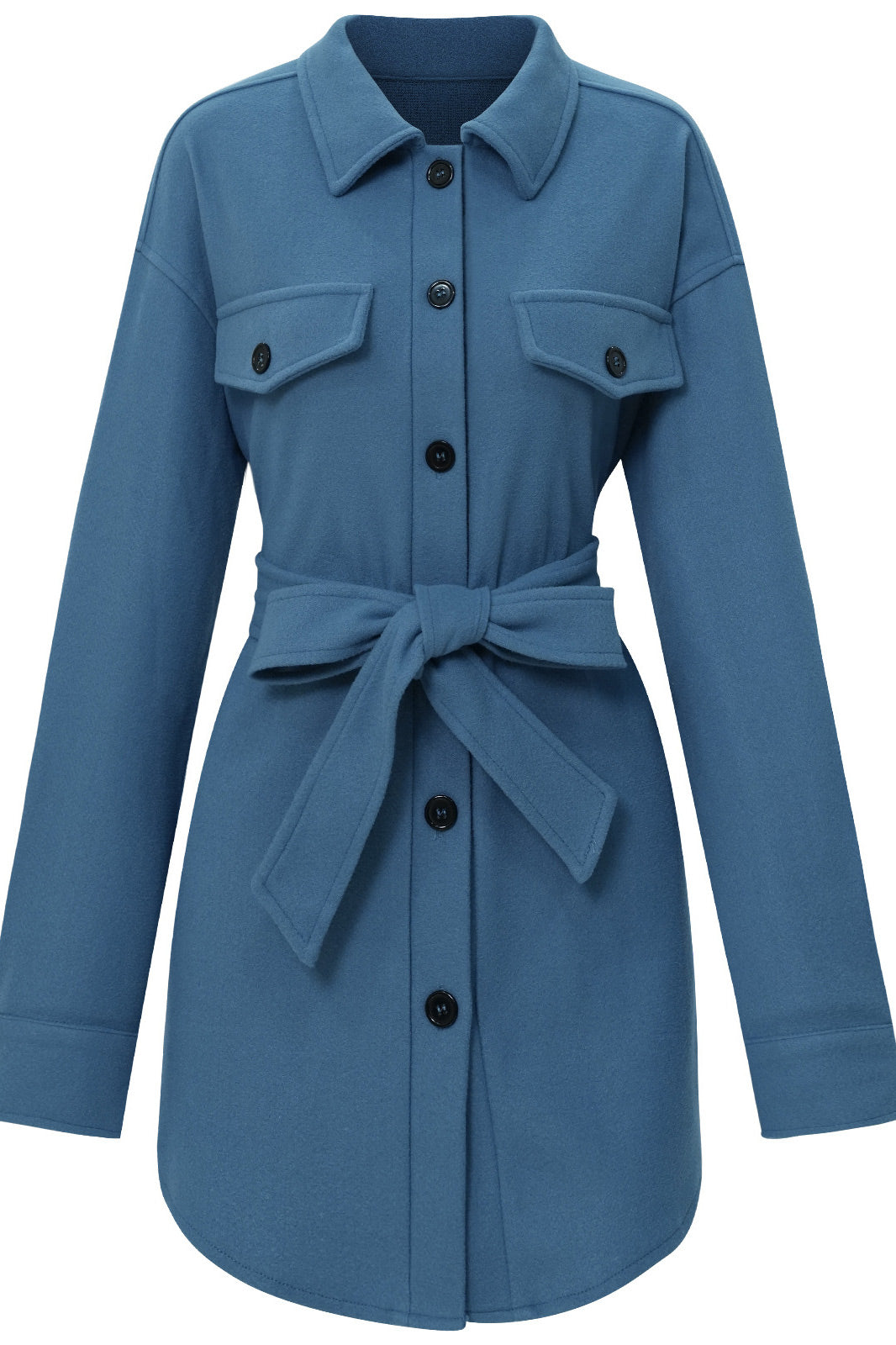 Fashion Women Belted Button Long Sleeves Coat Fashionpara
