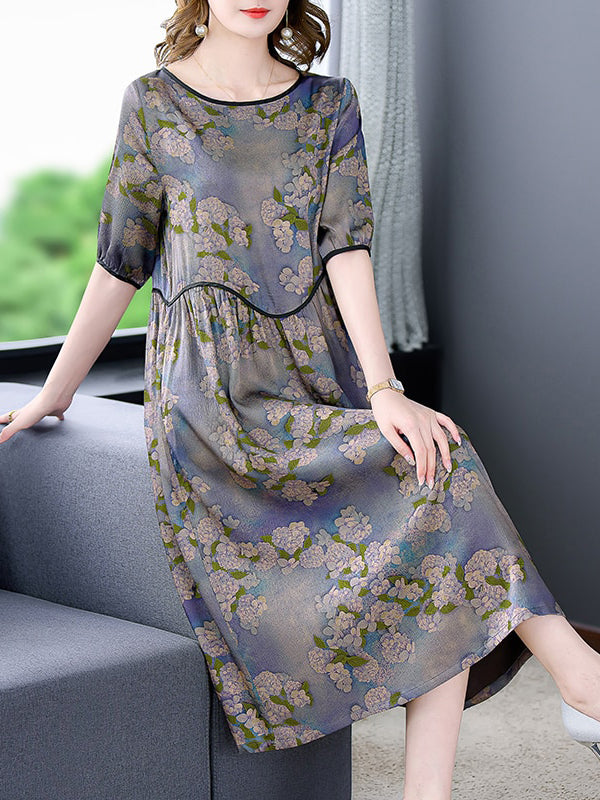 Silk Floral Midi Dress