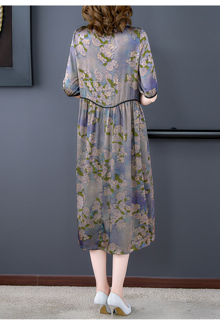 Silk Floral Midi Dress - View 4