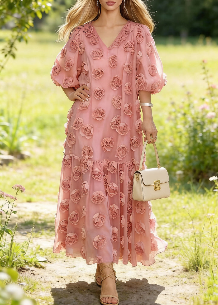 Tulle Floral Fitted Midi Dress