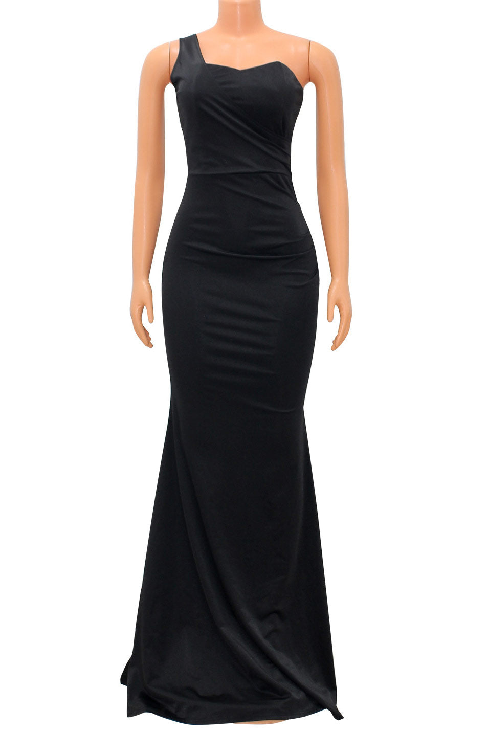 Satin One-Shoulder Ruched Bodycon Mermaid Gown