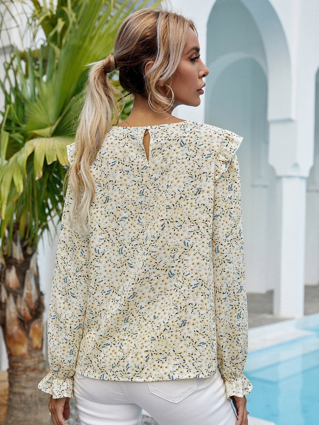 Floral Chiffon Shirt Casual Top Blouse - Fashionpara