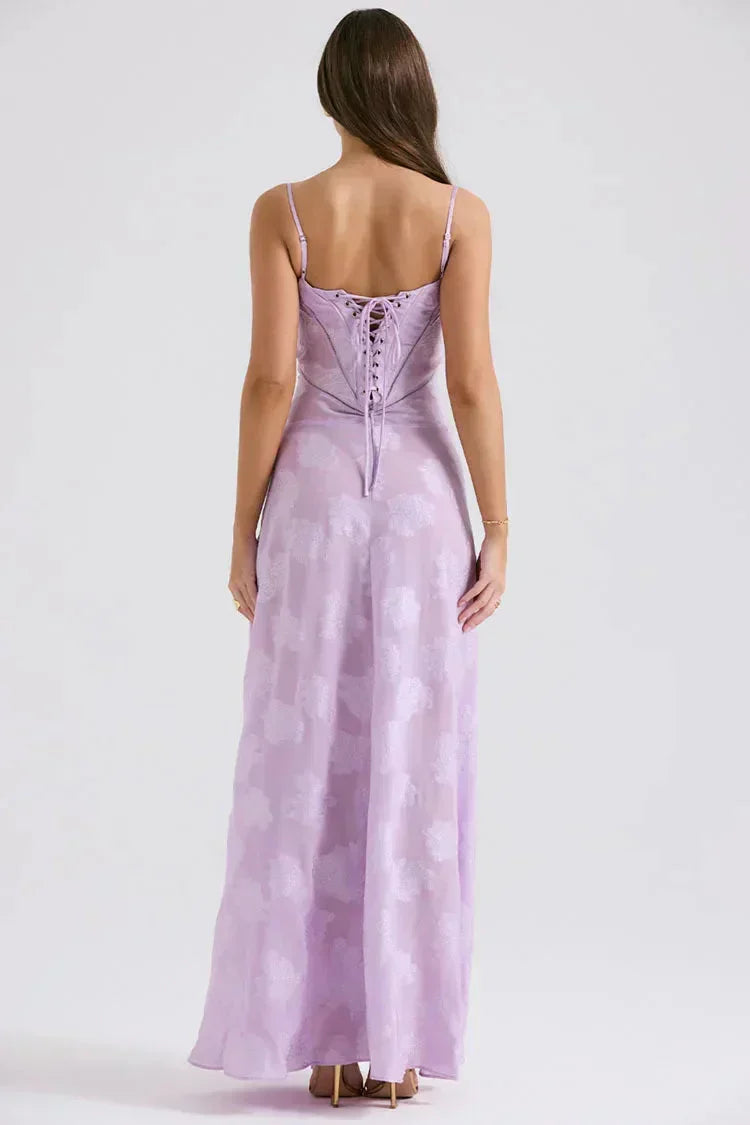Floral Lace Up Maxi Dress - View 2