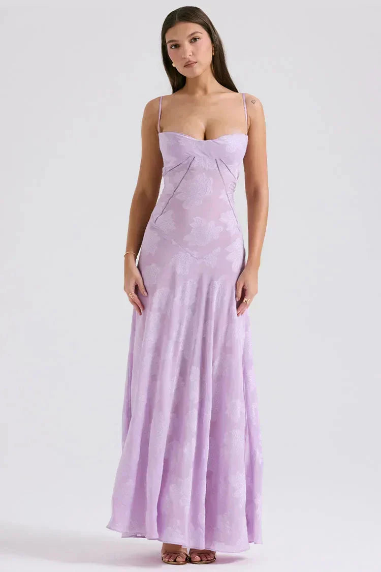 Floral Lace Up Maxi Dress - View 3