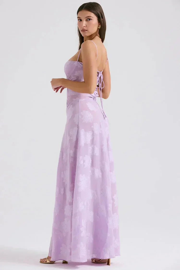 Floral Lace Up Maxi Dress - View 4