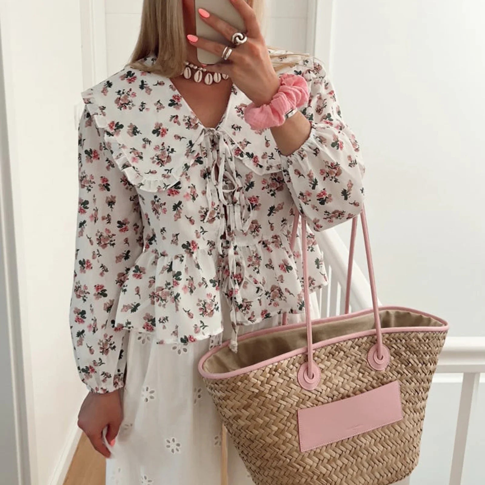 Floral Babydoll Ruffled Blouse