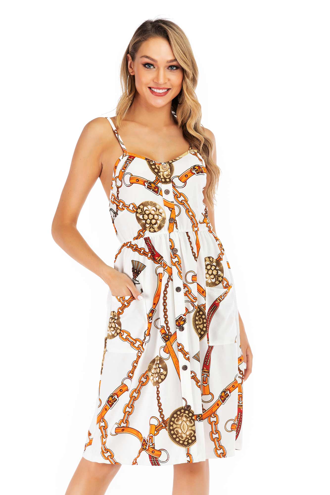 Floral Print Open Back Button Front Maxi Dress - Mislish