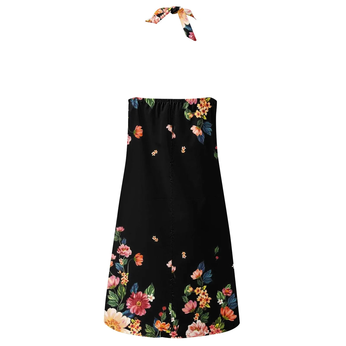 Floral Print Halter Neck Sleeveless Backless Mini Dress 5
