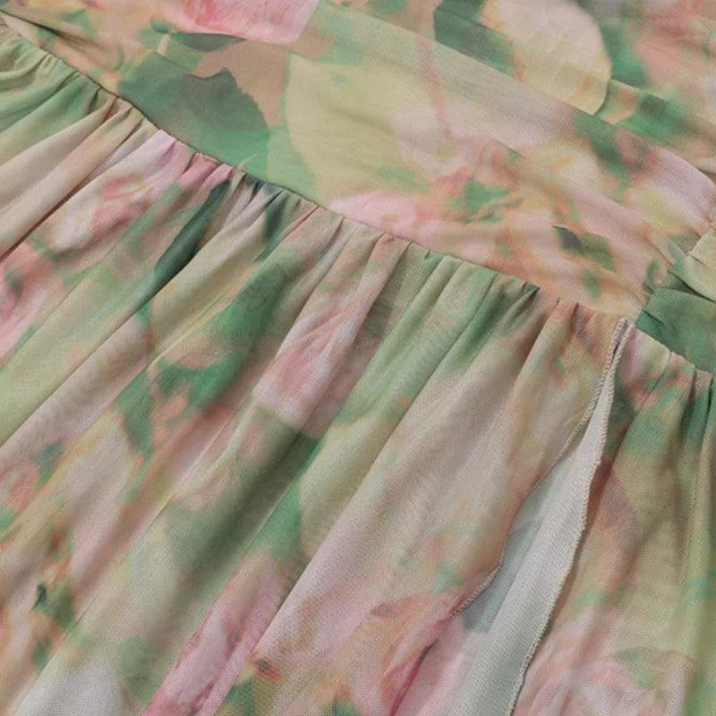 Floral Ruched Maxi Dress - Fashionpara