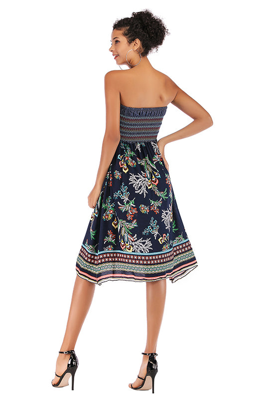 Floral Strapless Tie Front Maxi Dress