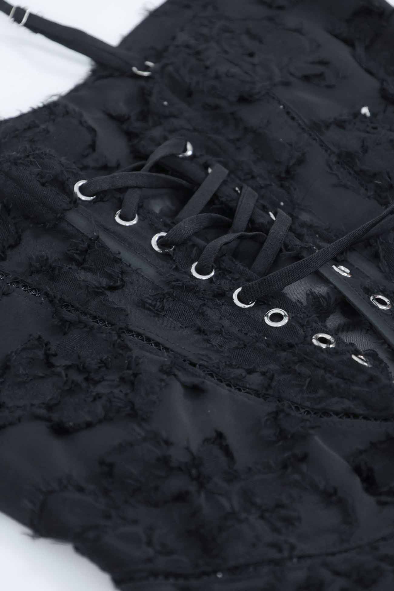 Floral Jacquard Tassel Lace Up Maxi Dress