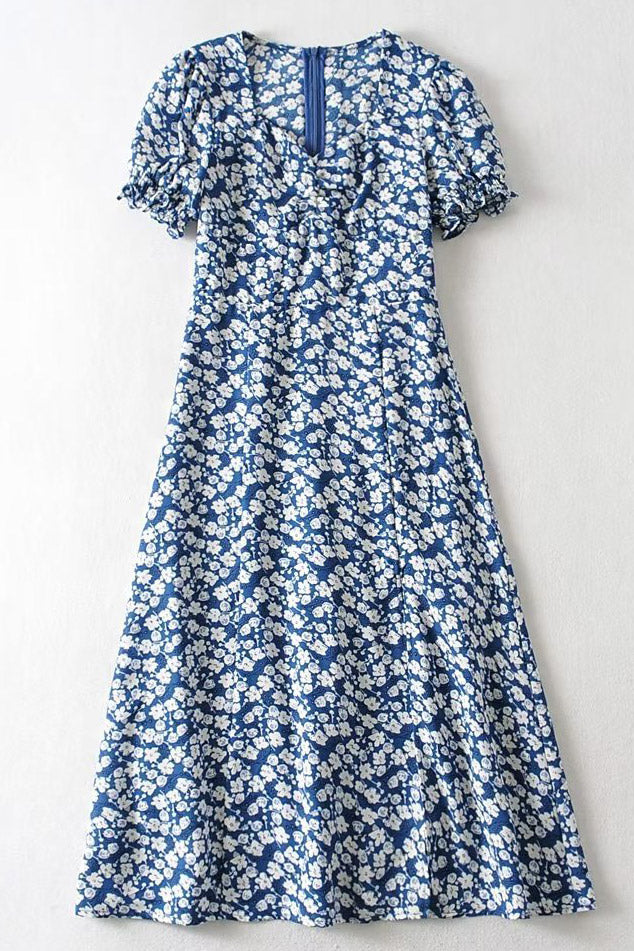 Floral Short Sleeve Midi Dress