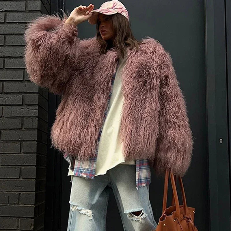 Fluffy Tassel Oversize Long Sleeve Coat